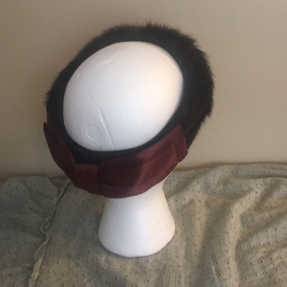 Velvet Fur and Satin Brown Vintage Hat main image 4